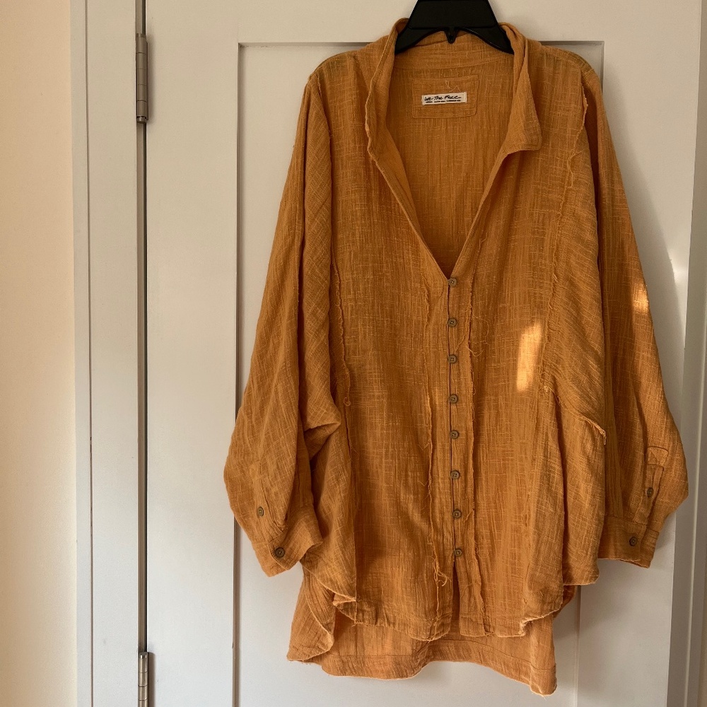 Free People oversize gauze shirt size Large